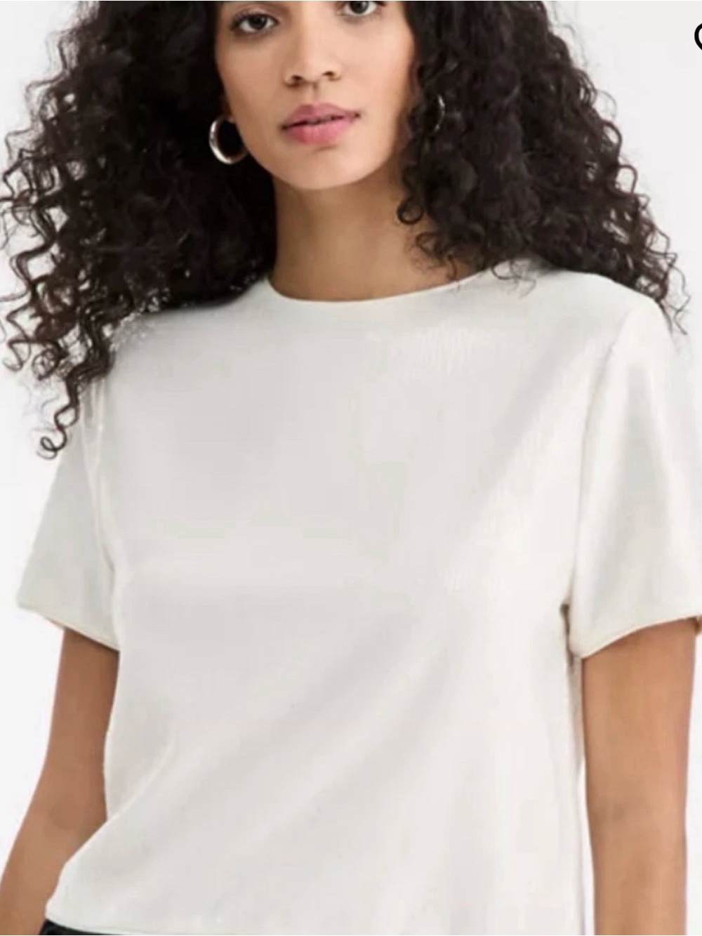 On 34th Women's Knit Short-Sleeve Sequin T-Shirt Macys White Ivory $55 Sz Med